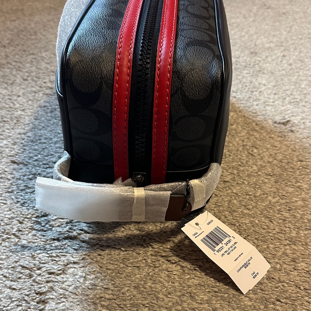 Coach Black Toiletry Bag with Red Accent - Picture 4 of 8